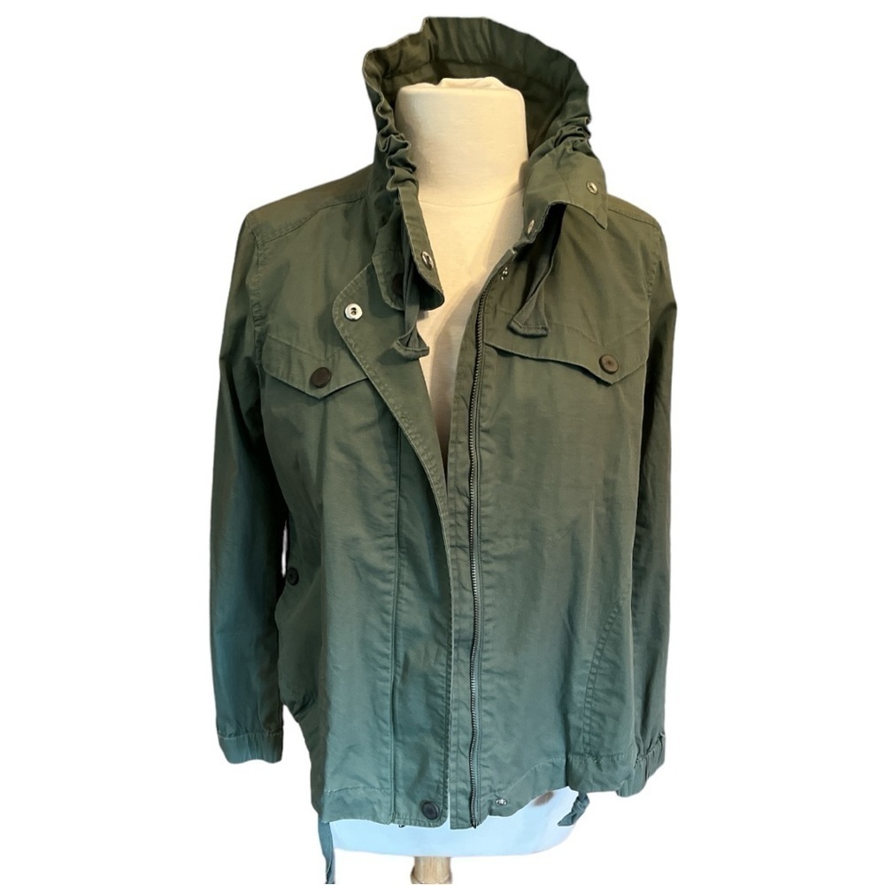 Lou & Grey Utility Jacket Green Zipper and Snap Closures XS​​​​​​​​​​​​​